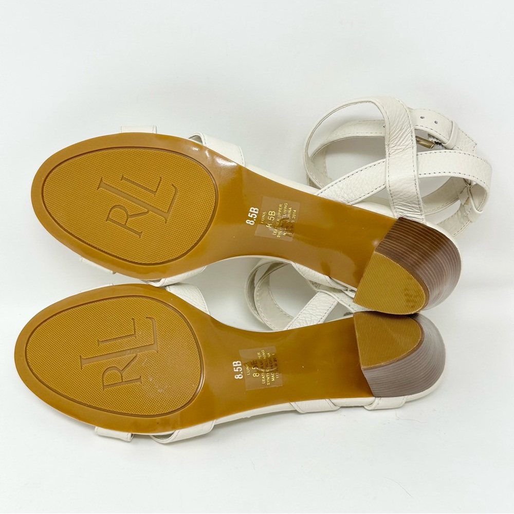 NEW Ralph Lauren Luna 3" Heel Leather Sandals
Shoes 8.5 White Chalk - Picture 12 of 13
